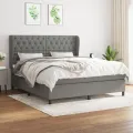cadre de lit avec matelas Gris foncé 160x200cm Tissu