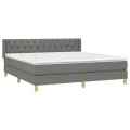 cadre de lit avec matelas Gris foncé 160x200cm Tissu