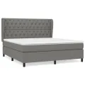 cadre de lit avec matelas Gris foncé 160x200cm Tissu