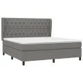 cadre de lit avec matelas Gris foncé 160x200cm Tissu
