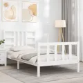 Cadre de lit et tête de lit blanc 100x200 cm bois massif