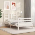 Cadre de lit et tête de lit blanc 100x200 cm bois massif