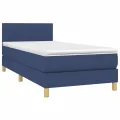 cadre de lit avec matelas et LED Bleu 90x200cm Tissu