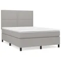 cadre de lit avec matelas Gris clair 140x200cm Tissu