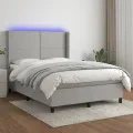 cadre de lit matelas LED Gris clair 140x200 cm Tissu