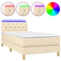 cadre de lit avec matelas LED Crème 80x200 cm Tissu