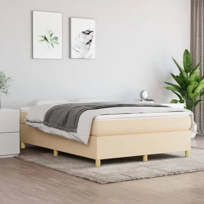 cadre de lit avec matelas Crème 140x190 cm Tissu