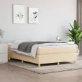 cadre de lit avec matelas Crème 140x190 cm Tissu