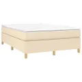 cadre de lit avec matelas Crème 140x190 cm Tissu
