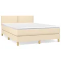 cadre de lit avec matelas Crème 140x190 cm Tissu