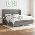 cadre de lit avec matelas Gris foncé 180x200cm Tissu