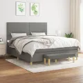 cadre de lit avec matelas Gris foncé 180x200cm Tissu