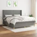 cadre de lit avec matelas Gris foncé 180x200cm Tissu