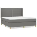 cadre de lit avec matelas Gris foncé 180x200cm Tissu