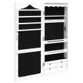 Armoire à bijoux avec miroir murale blanc 37,5x10x90 cm
