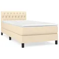 cadre de lit avec matelas Crème 90x200 cm Tissu