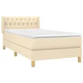 cadre de lit avec matelas Crème 90x200 cm Tissu