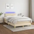 cadre de lit avec matelas LED Crème 120x200 cm Tissu
