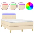 cadre de lit avec matelas LED Crème 120x200 cm Tissu