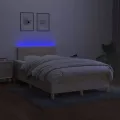 cadre de lit avec matelas LED Crème 120x200 cm Tissu