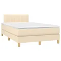 cadre de lit avec matelas LED Crème 120x200 cm Tissu