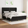 cadre de lit avec matelas Noir 160x200 cm Tissu