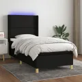 cadre de lit matelas et LED Noir 80x200cm Tissu