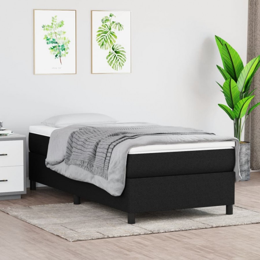 cadre de lit avec matelas Noir 100x200 cm Tissu