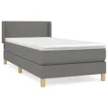 cadre de lit avec matelas Gris foncé 100x200cm Tissu