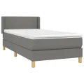 cadre de lit avec matelas Gris foncé 100x200cm Tissu