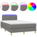 cadre de lit et matelas et LED Gris foncé 120x200 cm