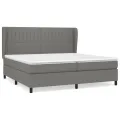 cadre de lit avec matelas Gris foncé 200x200cm Tissu