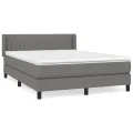cadre de lit avec matelas Gris foncé 140x190cm Tissu