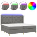 cadre de lit matelas LED Gris foncé 200x200 cm Tissu