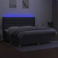 cadre de lit matelas LED Gris foncé 200x200 cm Tissu