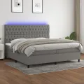 cadre de lit et matelas et LED Gris foncé 200x200 cm