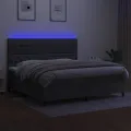 cadre de lit et matelas et LED Gris foncé 200x200 cm
