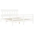 Cadre de lit avec tête de lit blanc 160x200 cm bois massif
