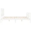 Cadre de lit avec tête de lit blanc 160x200 cm bois massif