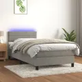 cadre de lit et matelas et LED Gris clair 90x200 cm