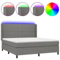 cadre de lit matelas LED Gris foncé 180x200 cm Tissu