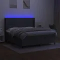 cadre de lit matelas LED Gris foncé 180x200 cm Tissu
