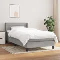 cadre de lit avec matelas Gris clair 100x200cm Tissu