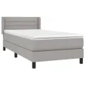 cadre de lit avec matelas Gris clair 100x200cm Tissu