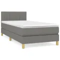 cadre de lit avec matelas Gris foncé 100x200cm Tissu