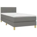 cadre de lit avec matelas Gris foncé 100x200cm Tissu
