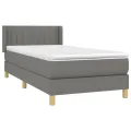 cadre de lit avec matelas Gris foncé 100x200cm Tissu