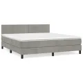 cadre de lit et matelas Gris clair 180x200cm Velours