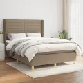 cadre de lit avec matelas Taupe 140x200 cm Tissu