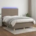 cadre de lit et matelas et LED Taupe 140x200cm Tissu